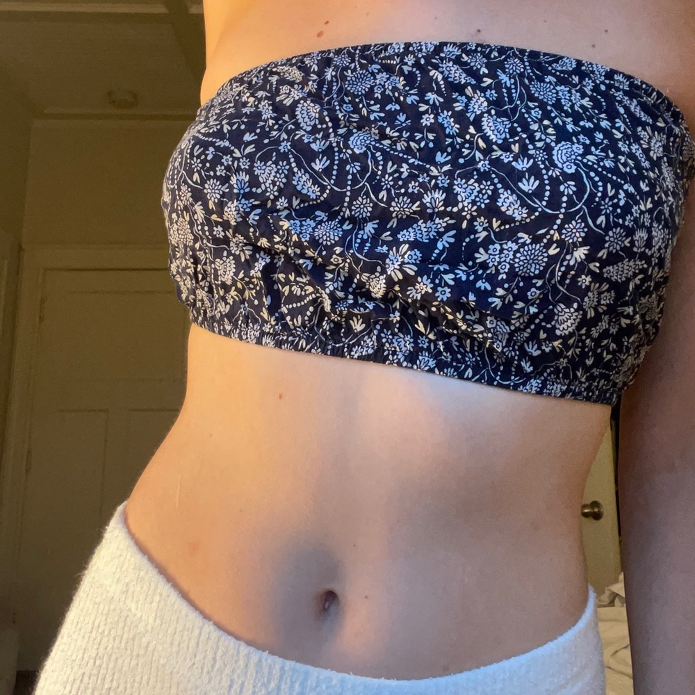 Navy and white paisley print Urban Outfitters tube top